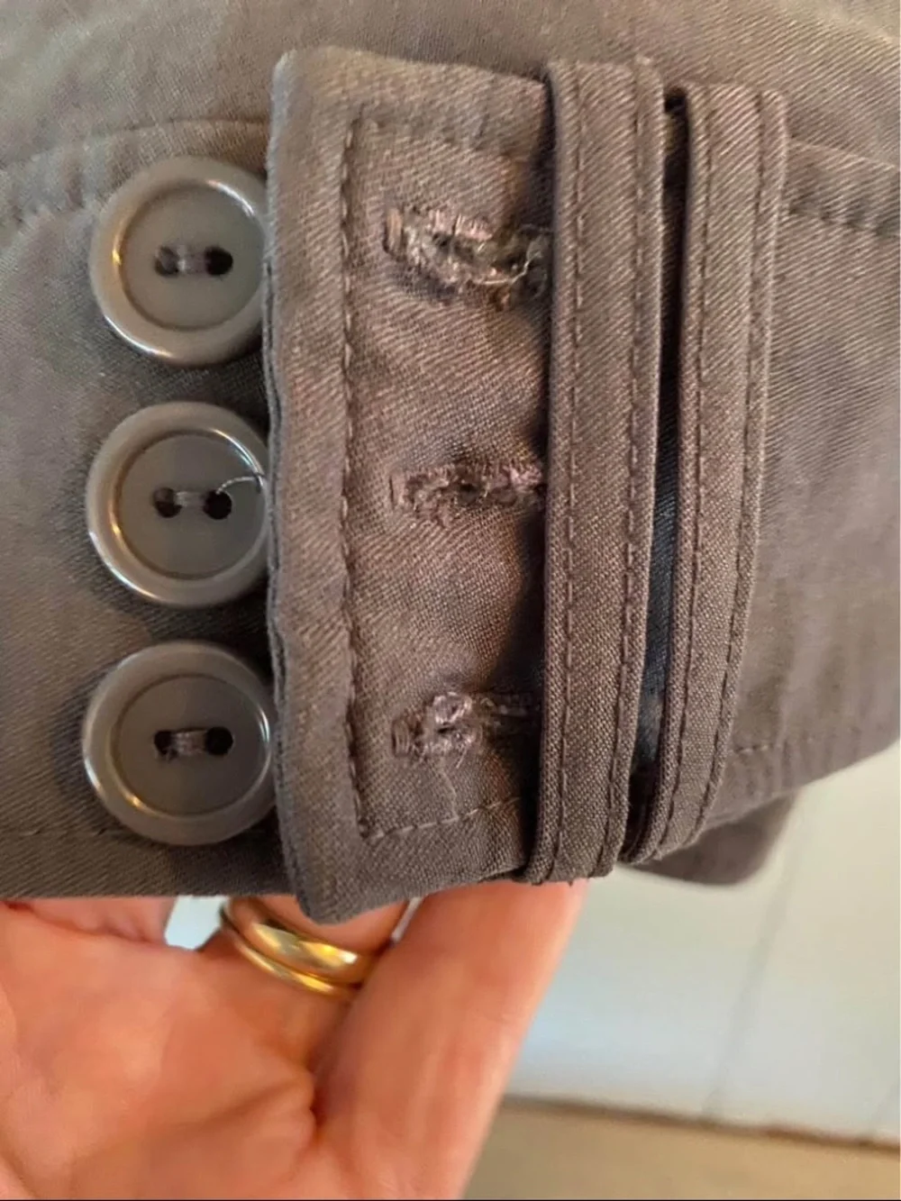 Charcoal gray stretch Button-Cuff Trousers